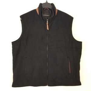 Bullock & Jones Loro Piana Wool Vest Mens XXL Black Leather Trim Thinsulate USA